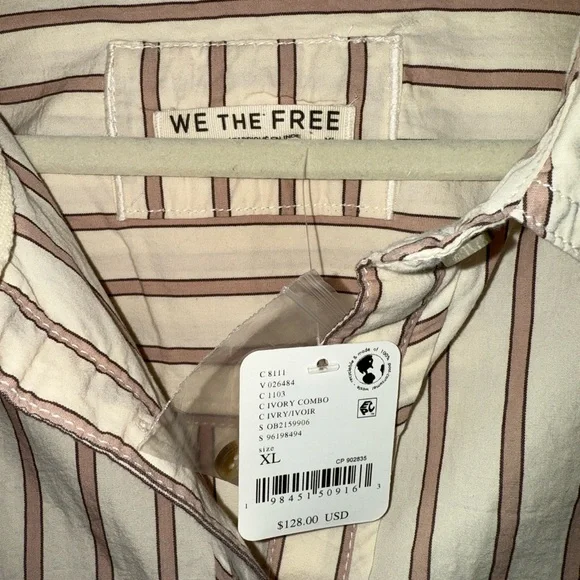 Free People We The Free Striped Varsity Vibes Shirt - Picture 5 of 5